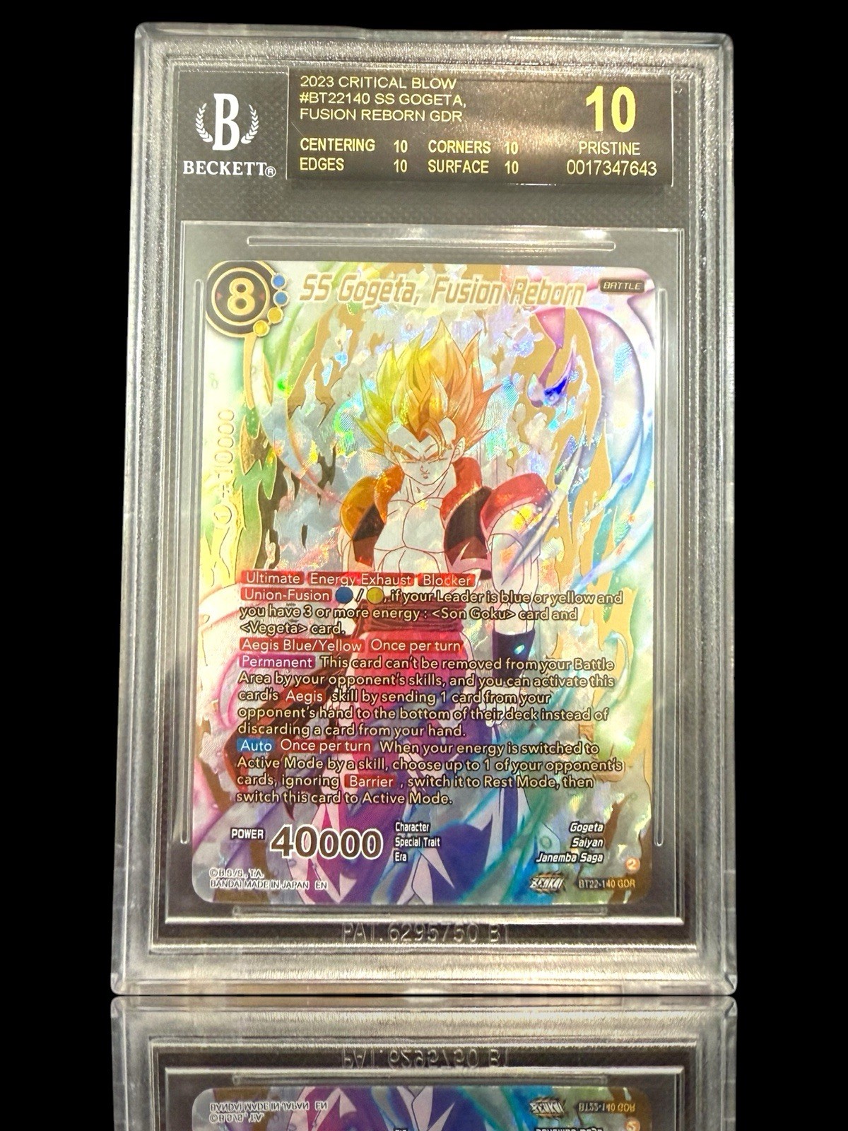 💎 BLACK LABEL BGS Dragon Ball Super Card Game SS Gogeta Critical Blow BT22-140