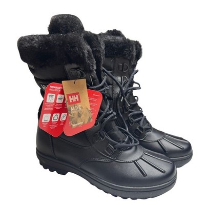 Helly Hansen Womens Winter Snow Boots Size 9.5 Black Primaloft Faux Fur