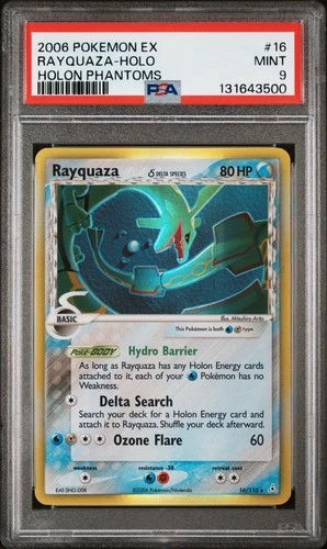 2006 POKEMON EX HOLON PHANTOMS #16 RAYQUAZA-HOLO PSA 9
