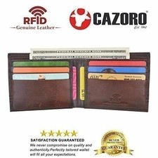 Slim Men's Wallet Thin Bifold Leather RFID Blocking Minimalist Front Pocket Mens