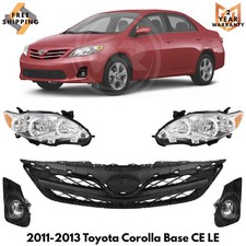 Front Grille Assembly & Head Light Pair Kit For 2011-2013 Toyota Corolla