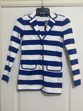 NEW Polo Ralph Lauren Womens Three Button Blue White Striped Blazer Size SMALL