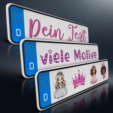 1x Mini Kennzeichen | Prinzessin Namensschild | Wunschtext Alu Nummernschild