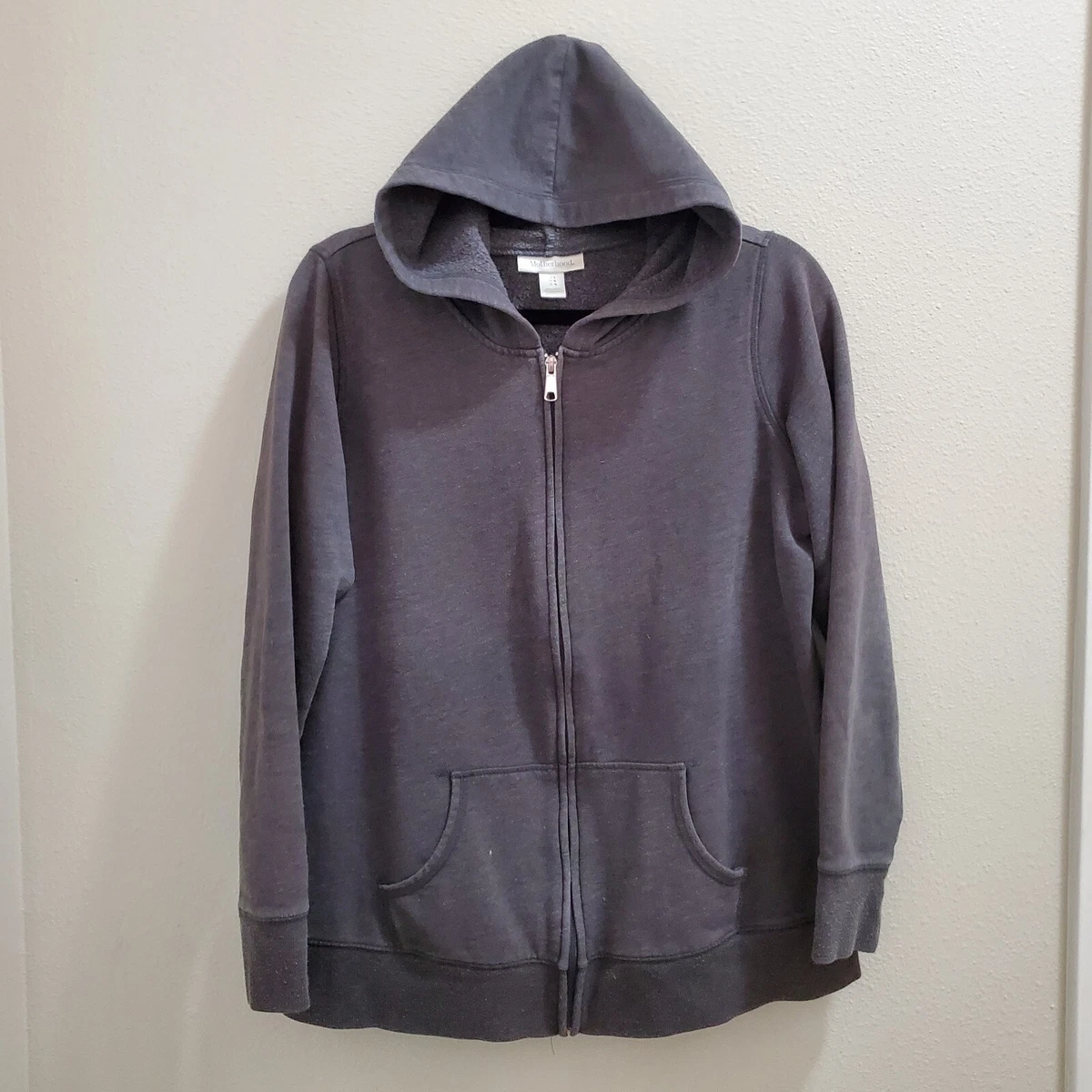 Zip front maternity hoodie top
