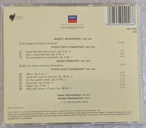 Galina Vishnevskaya Sings Russian Songs - Rostropovich - CD - Bild 2 von 2