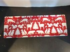 New FOOD NETWORK Ceramic Holiday Platter Red 15" X 5" Snow Animals Christmas 