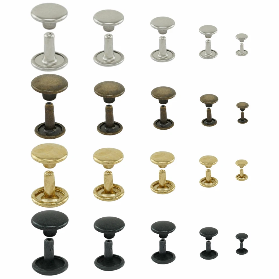 Hohlnieten Doppelkopf Messing rostfrei Nieten für Leder Taschen Gürtel Stoff