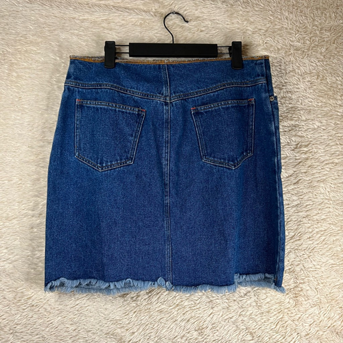 Bill Blass Jeans Womens Denim Pencil Skirt Blue Pockets Frayed Hem Cotton 12 - Picture 10 of 12