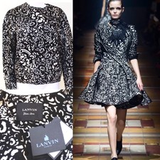 Lanvin Alber Elbaz Fall Rtw 2014 Black Lace Print Jacket F36 Uk 8