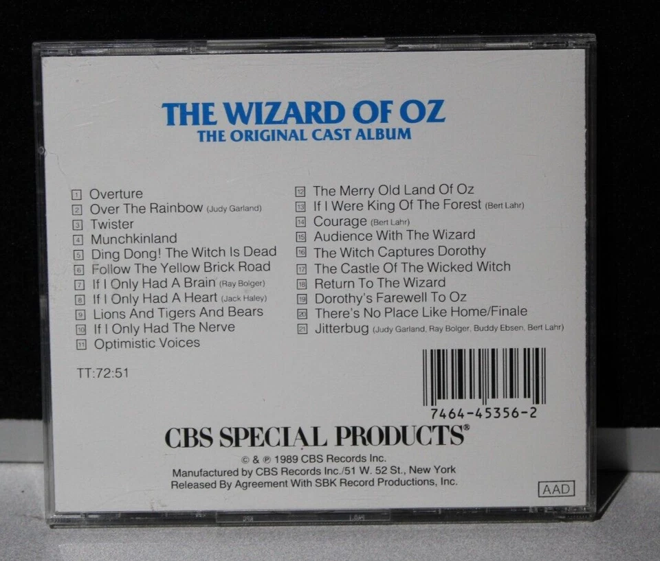 The Wizard Of Oz - Original Cast Album - 1989 Musical CD - (C809) Foto 2 de 3