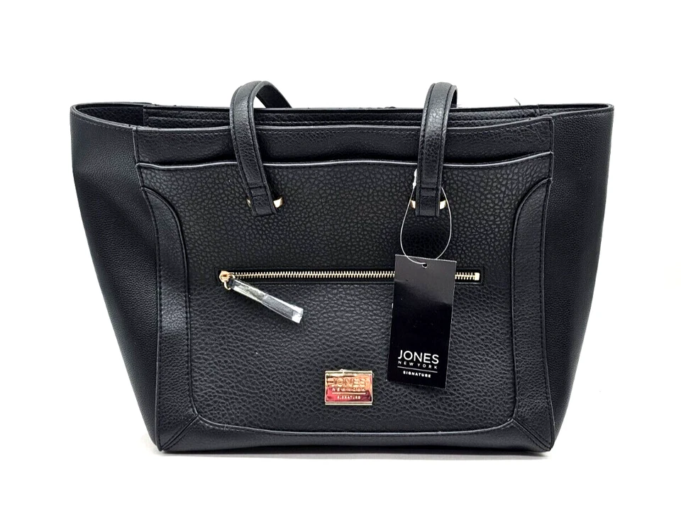 Bolso de mano Jones New York para mujer de cuero negro con bolsillos interiores asas dobles Foto 2 de 4