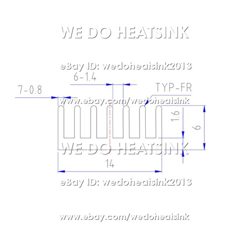 50x14x6mm Silver Heatsink Cooler Radiator With Thermal Double Sided Adhesive Pad - Afbeelding 3 van 4