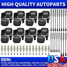 8X Ignition Coil +Spark plug +Wire Set for Mercedes-Benz C CL CLK ML Class UF359