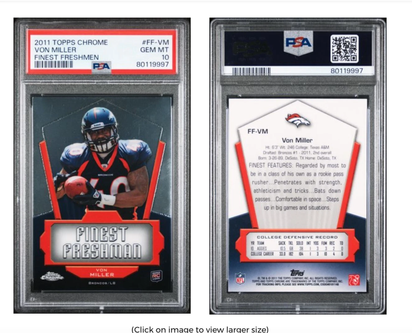 Von Miller Topps Chrome Finest Freshmen #FFVM Base