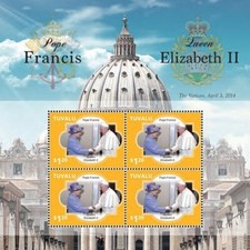 Tuvalu 2014 - Pope Francis meets Queen Elizabeth II - Sheetlet - MNH