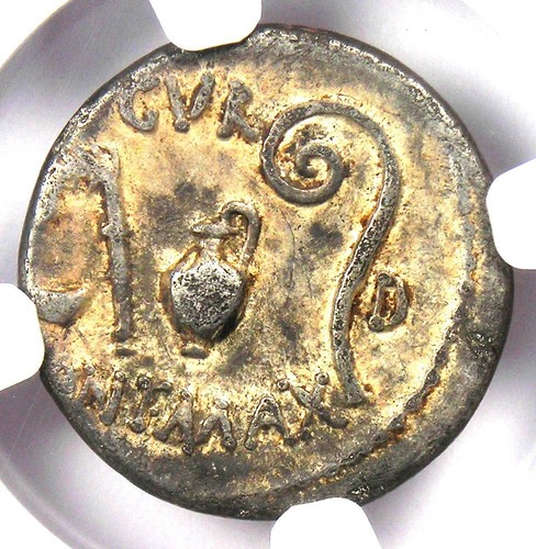 Julius Caesar AR Denarius Silver Ceres Roman Coin 46 BC - Certified NGC VF - Picture 4 of 4