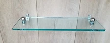 Bathroom Glass Shelf Silver Trim HEAVY DUTY 16" Long