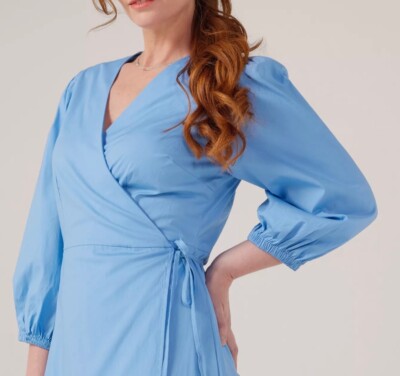 blue midi dress satin Rihoas Puffed Sleeve Backless for women, / M Size:Girls 18 May be worn with updatesale Explanation of service equivalent