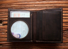 men women wallet purse cow Leather Bifold ID Card case holder bag coffee H676