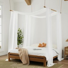 Canopy Bed Curtains - 2 Panel for in 52 x Queen Full 2pack, White