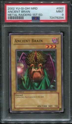 2002 Yu-Gi-Oh! Metal Raiders 1st Edition #082 Ancient Brain psa 9 Mint - Afbeelding 1 van 2