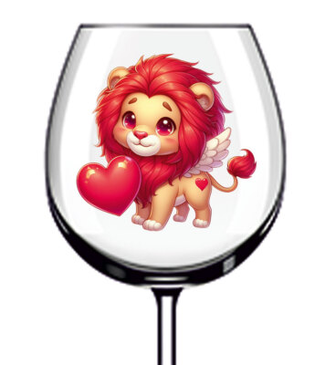 12x Valentinstag Baby Löwe Herz Vinyl Aufkleber Abziehbild Becher Weinglas Becher