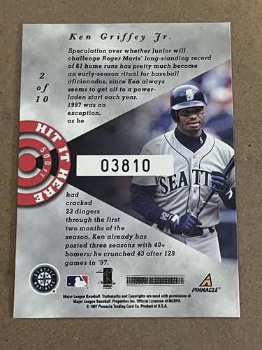 Pinnacle 1997 - Hit It Here Insert - Ken Griffey Jr Mariners #2 de 10 - Imagen 2 de 2