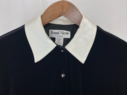 Ronni Nicole Women 10P Black Velour Satin Cuffs/Collar Gothcore Wed USA NWT - 第 8/10 張圖片