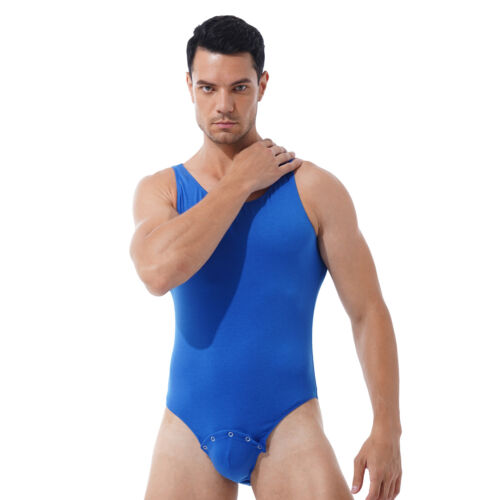 Mens Athletic Bodysuit Buttoned Crotch Short Sleeve Jumpsuit Bodybuilding Yoga - Picture 89 of 110