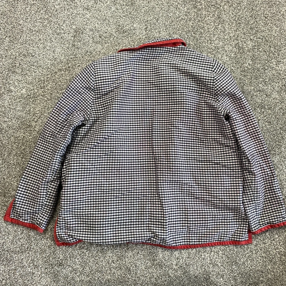 Chaqueta Nina McLemore Para Mujer Mediana Guinga Seda Negro Blanco Rojo Borde Hecha en EE. UU. Foto 2 de 4