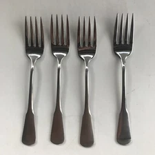 Set of FOUR Colonial Boston Minuteman Stainless Steel Salad Forks Oneida USA
