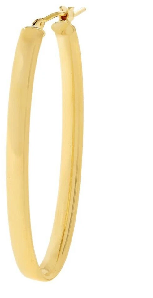 Pendientes de aro ovalados alargados de bronce Bellezza 1-3/4" Foto 3 de 4