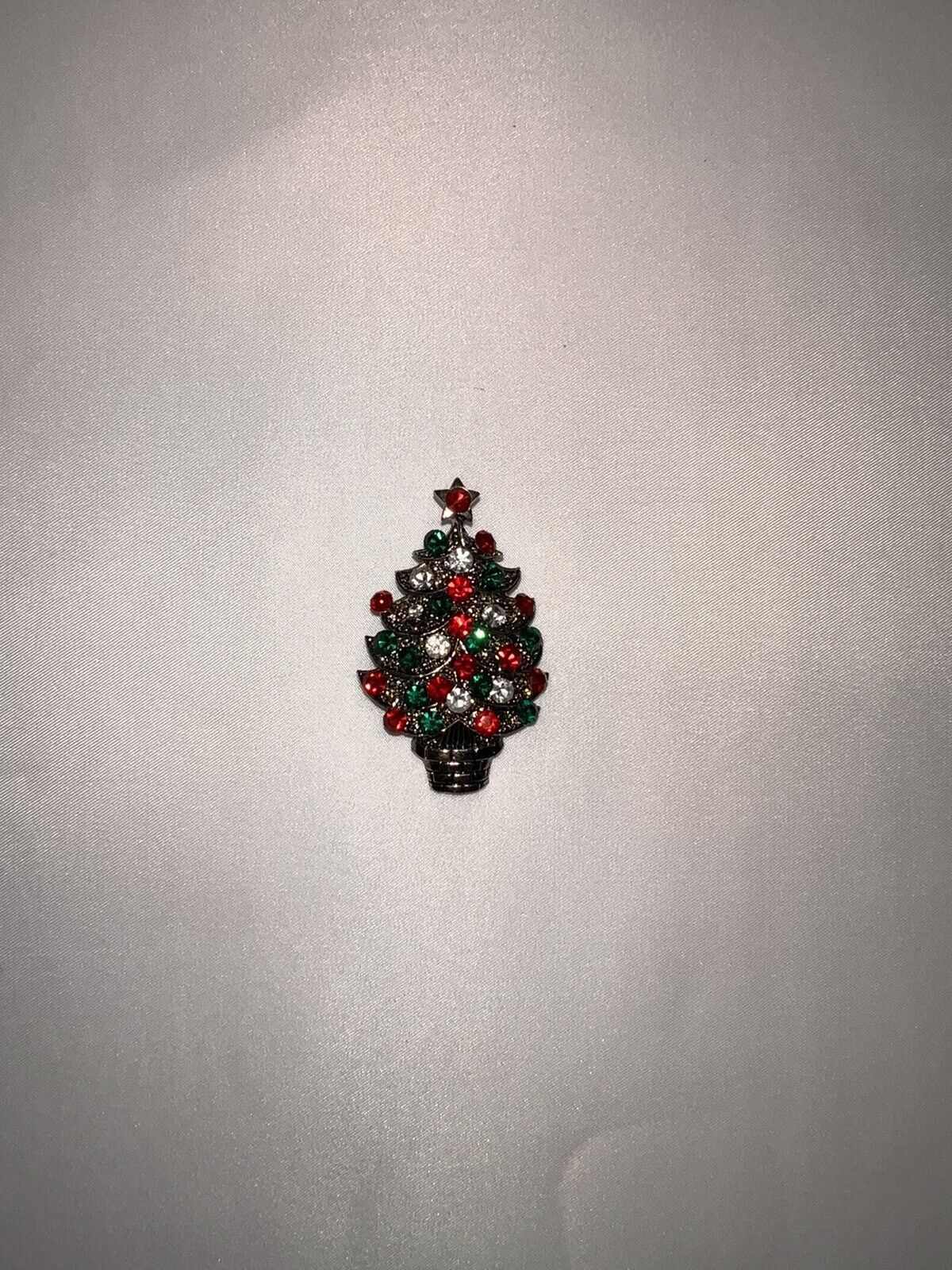 Antique Christmas Tree Pin Brooch Red Green And  … - image 1