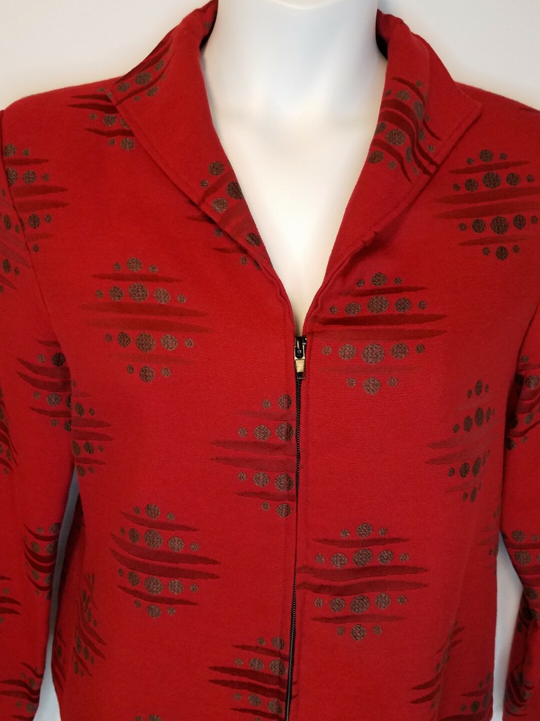 Giacca blazer vintage dipinto rosso pony sud ovest azteco arazzo medio USA