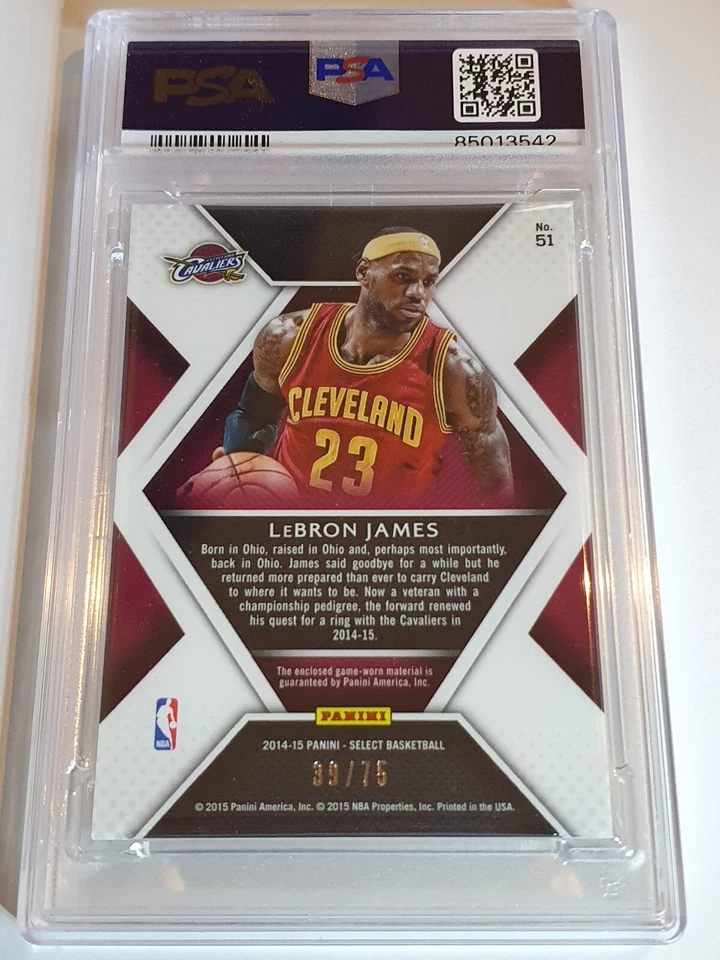 2014 Select Lebron James #PATCH /75 Game Worn Jersey Swatches - PSA 9 (POP 10) - Image 4 of 4