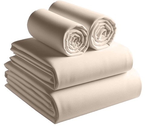 Cream Egyptian Cotton Flat Sheet 200 TC, Double
