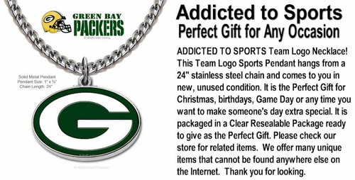 GREEN BAY PACKERS NECKLACE Steel Chain NFL Football ¾" x 1" Metal Logo' - Picture 11 of 13