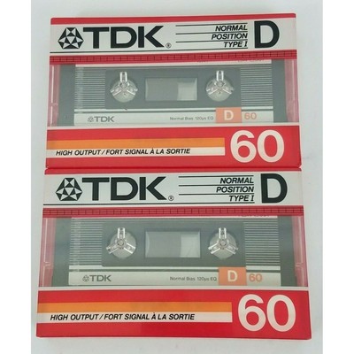Lot of 2 Vintage TDK D 60 High Output Audio Cassette Tapes NEW