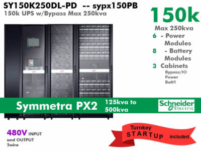 APC Symmetra 150kva PX 250k Max SY150K250DL-PD 3Cab 480v UPS w/Warranty