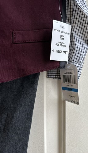 Neu Nautica Größe 24M dunkelgrau burgunderrot 4-teiliges Outfit-Set zum Binden - Bild 3 von 4
