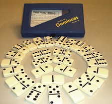 Domino Set Double 6 Six small TILE, Travel Size 28 pieces in Vinyl Case. NEW 