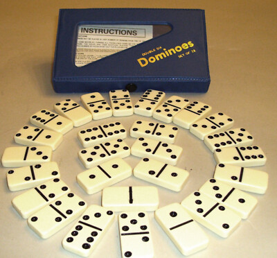 Domino  Set  Double 6 Six small TILE, Travel Size 28 pieces in Vinyl Case. NEW !