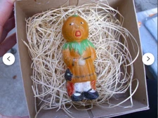 New Dresden Paper Pumpkin Gal w Black Cat Halloween Ornament Tree Decoration