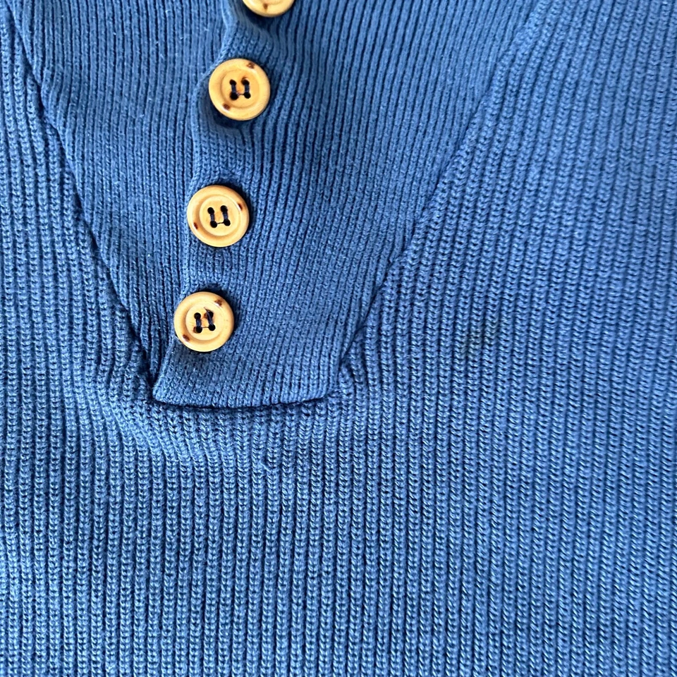 Suéter De Colección Eddie Bauer Para Hombre Extra Grande XL Alto Azul Pescadores Henley 1A Foto 3 de 4