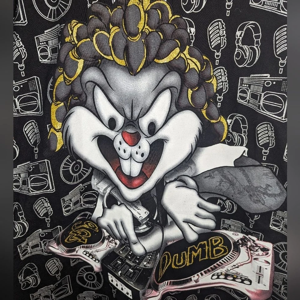 Vintage pro tag bugs Bunny warner brothers AOP DJ Music T-shirt Mens 3XL Tall - Image 3 of 4