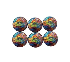 Cabinet and Drawer Knobs Set of 6 Neon Dragon Wood Cabinet Knobs