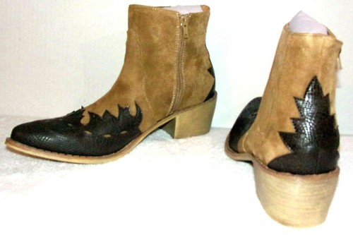 FAUX LEATHER \u0026 SUEDE WESTERN BOOTS 6.5 