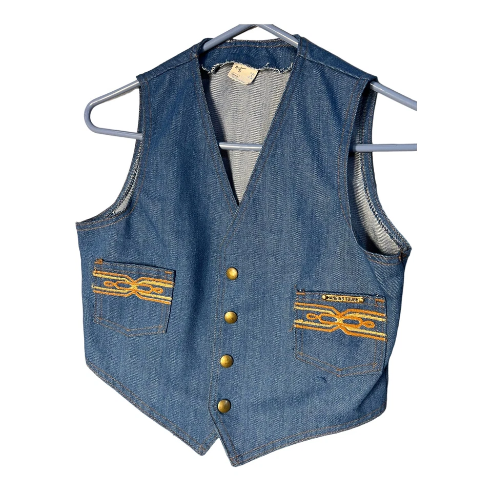 De colección Sears Ropa Deportiva Conjunto a Juego Pantalones Vaqueros Chaleco Denim Juvenil Grande Western Foto 3 de 4