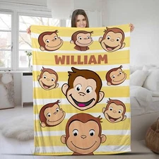 Personalized Curious George Blanket Curious George Fleece Blanket | Curious