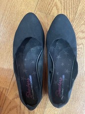 Skechers Womens SN 48885 Air Cooled Slip On Black Ballet Flats